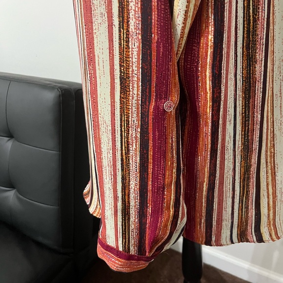 ZAC AND RACHEL 1XL Blouse perpendicular Stripes with Adjustable Sleeves - Picture 4 of 9